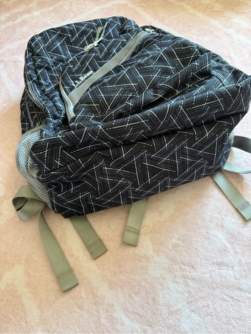 LL Bean Large Geometric Black Backpack Deluxe Book Pack 37L - Picture 13 of 14